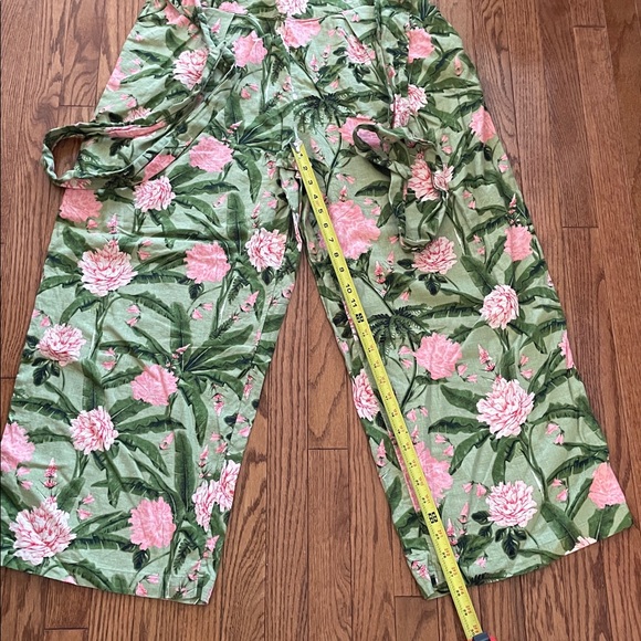 Agua Bendita X Target Pink and Green Floral Linen Wide Leg Pants Women’s Sz XL - Picture 3 of 9